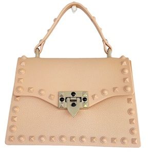 New blush pink studded jelly handbag